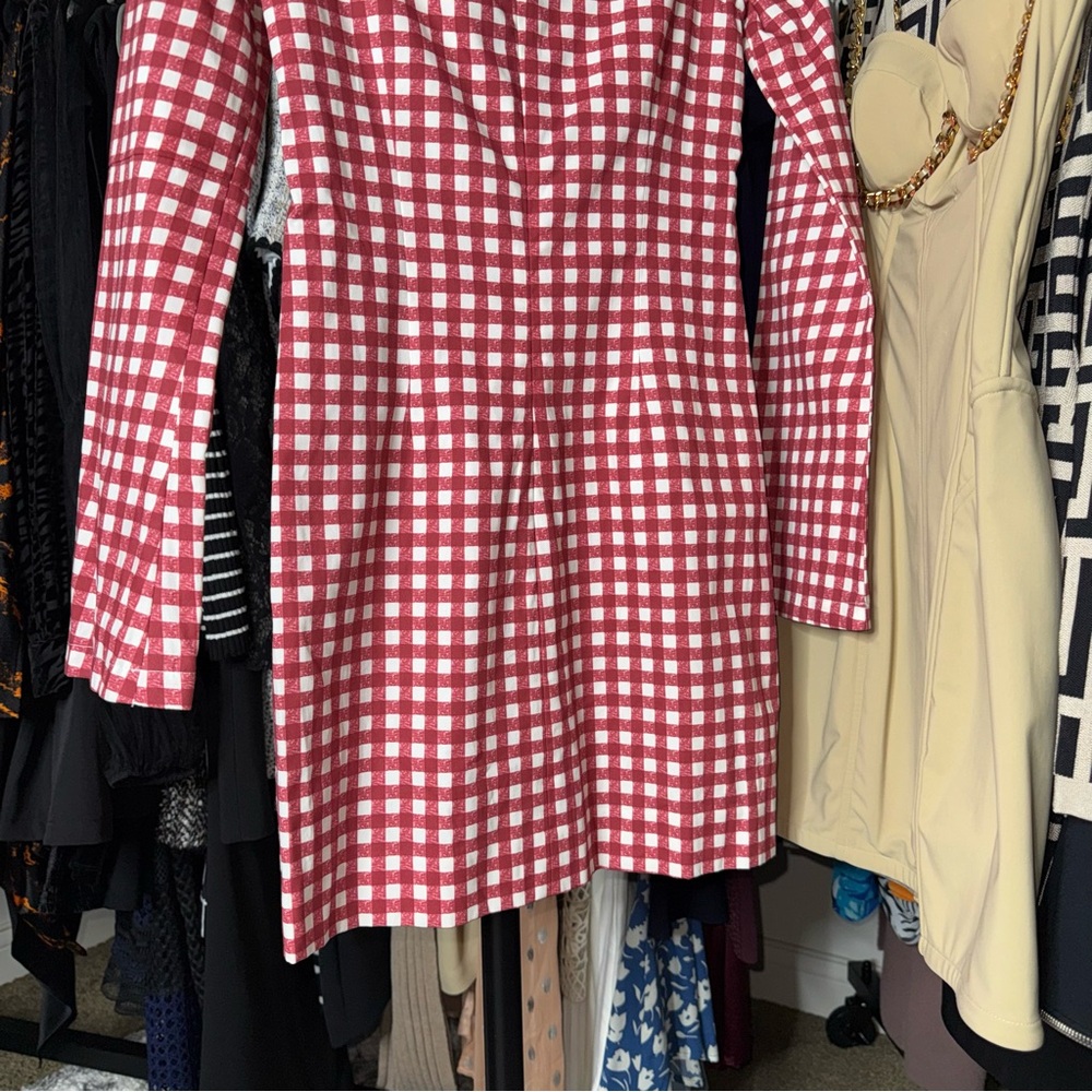 Le Club Social Wear Red Gingham Square Neck Mini Dress Womens XS New NWT - Picture 10 of 13